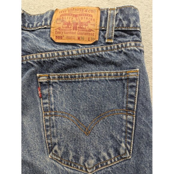 Vintage Levis 505 Jeans Mens 36x30 Blue Regular Fit Straight Leg Medium Wash 90s - Picture 10 of 15